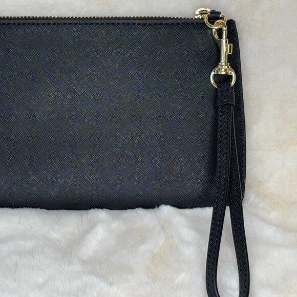 Calvin Klein Black Faux Saffiano Leather Zip Wristlet Clutch Wallet EUC - Picture 6 of 16